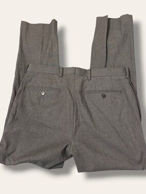 Calvin Klein Dress Pants Mens 32x30 Gray Flat Front Stretch Slim Suit Trousers